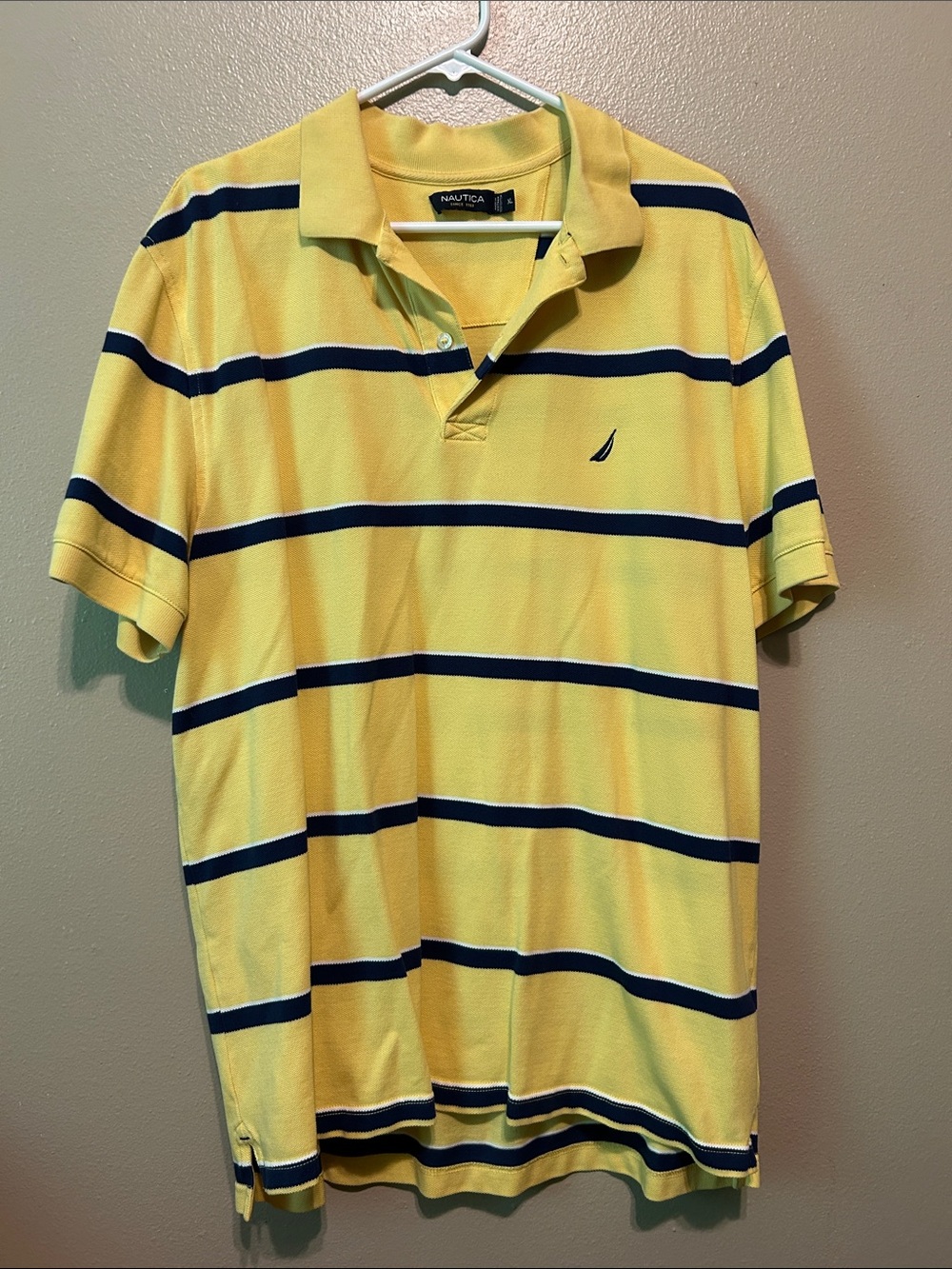Nautica Yellow Polo with Navy Stripes
